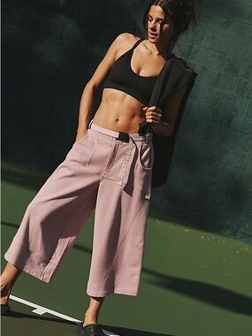 FP Movement by Free People Vanilla Fig/Lilac Ollie Cropped Wide-Leg Belted Pants